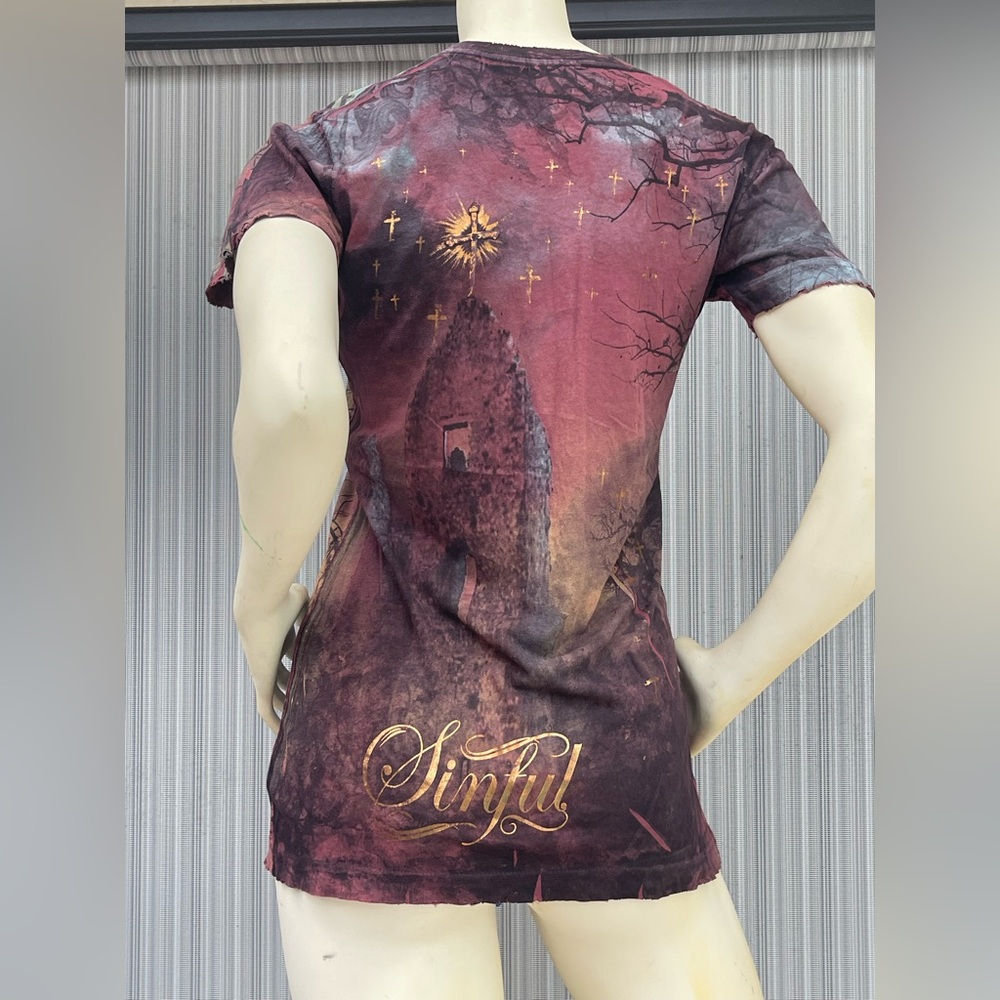 Sinful by Affliction shirt size L Juniors new without the tags - Picture 2 of 11
